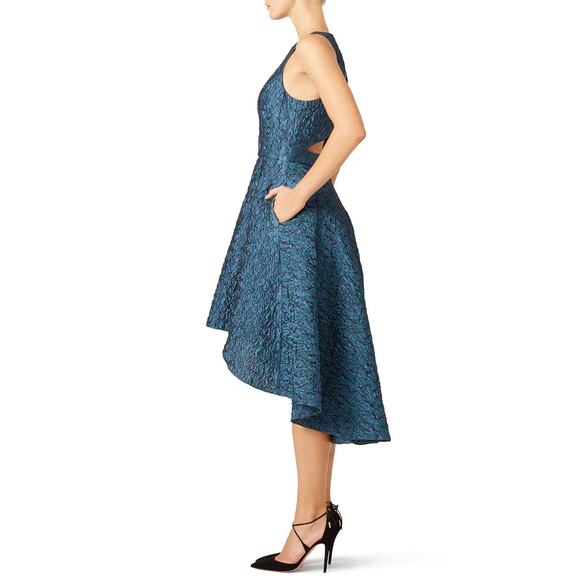 Sachin & Babi Dress Womens 2 Crystal Moon Blue Green High Low Cutout Back - Picture 4 of 15